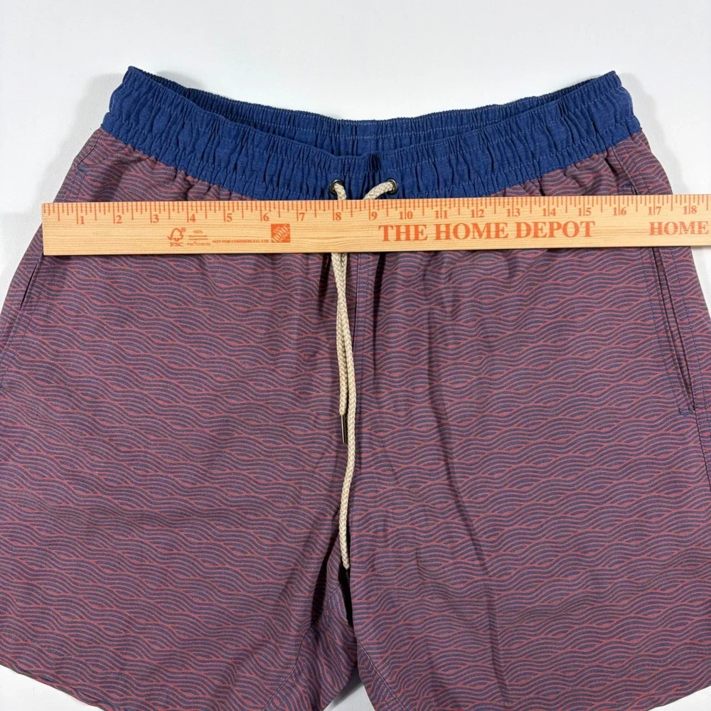 Fair Harbor Swim Shorts Mens Large Wave Pattern Recycled Polyester Red Blue